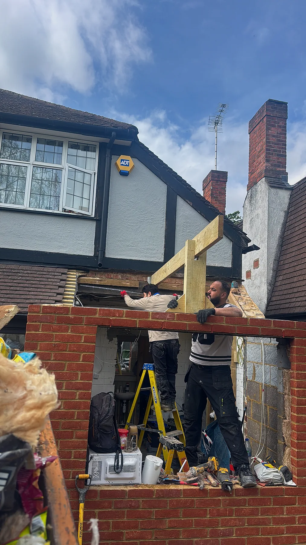 Gulf Builder team preparing structural timberwork for a space conversion