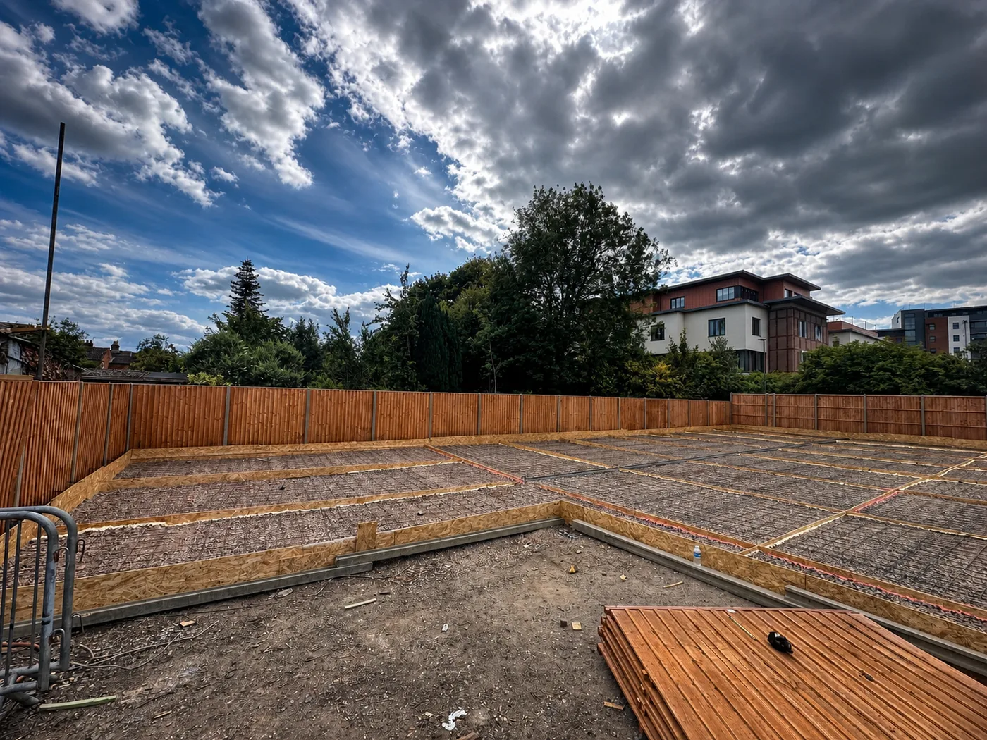 Reinforced foundations prepared for a new car wash structure