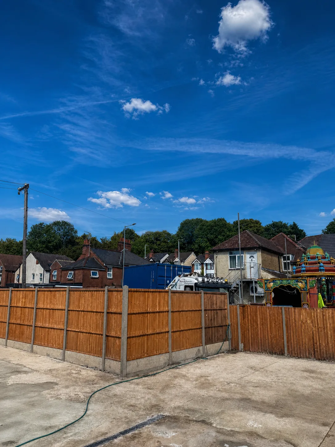 Completed concrete base and site drainage