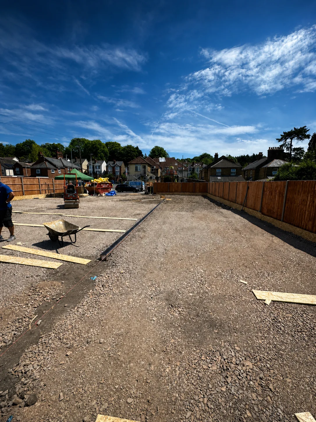 Compacted ground prepared for the structural base